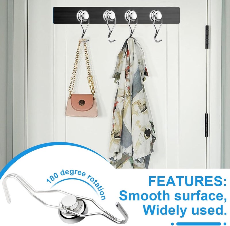 E BAVITE Swivel Swing Magnetic Hooks, 80lbs Heavy Duty Neodymium Magnet Hook with Epoxy Coating for Refrigerator, Cruise, BBQ Grill Tools etc, 2.66in in Length, Pack of 8 - Image 5